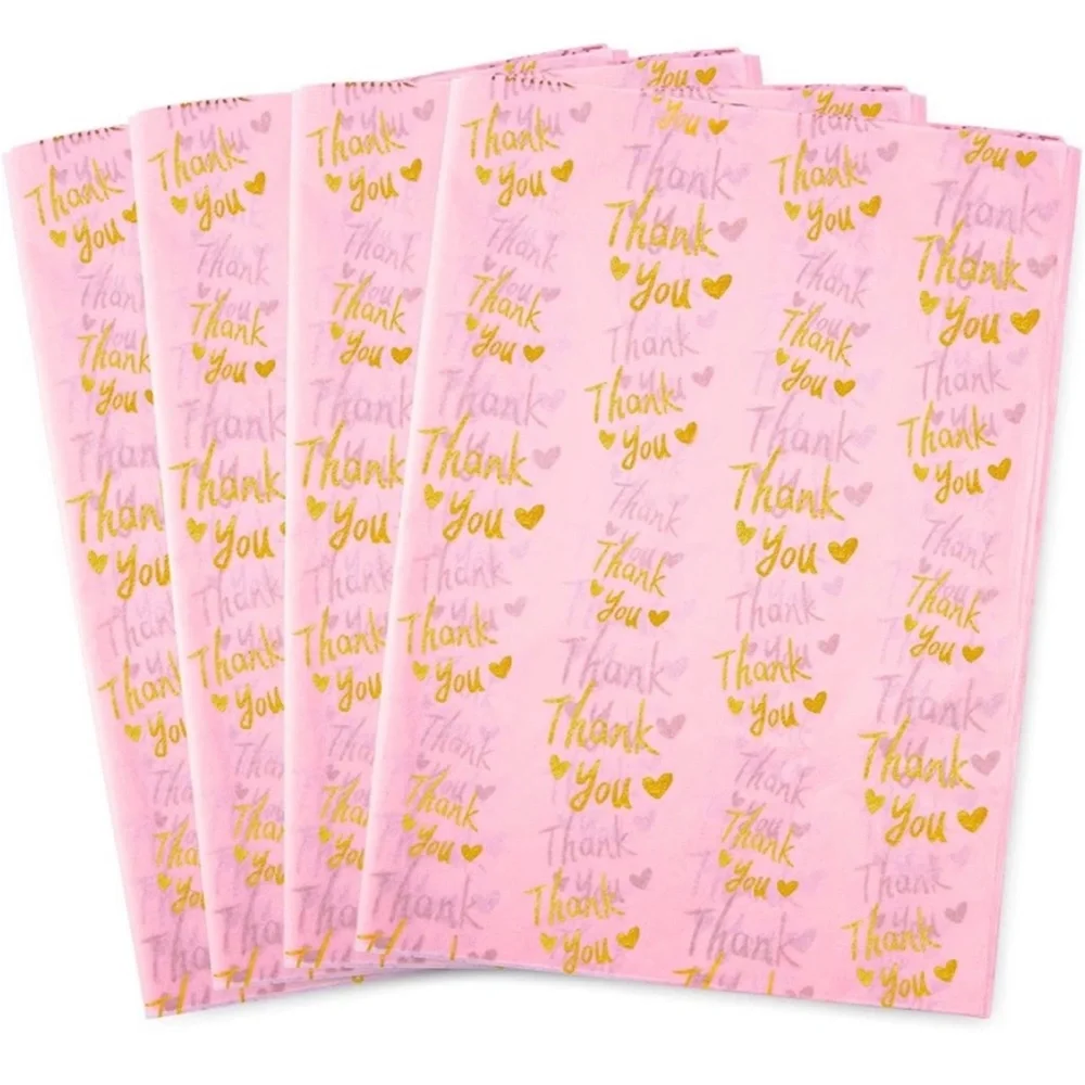 25 Thank You Tissue Paper Sheets, 20x14 PRICE IS FIRM Pink and Gold - Picture 2 of 2